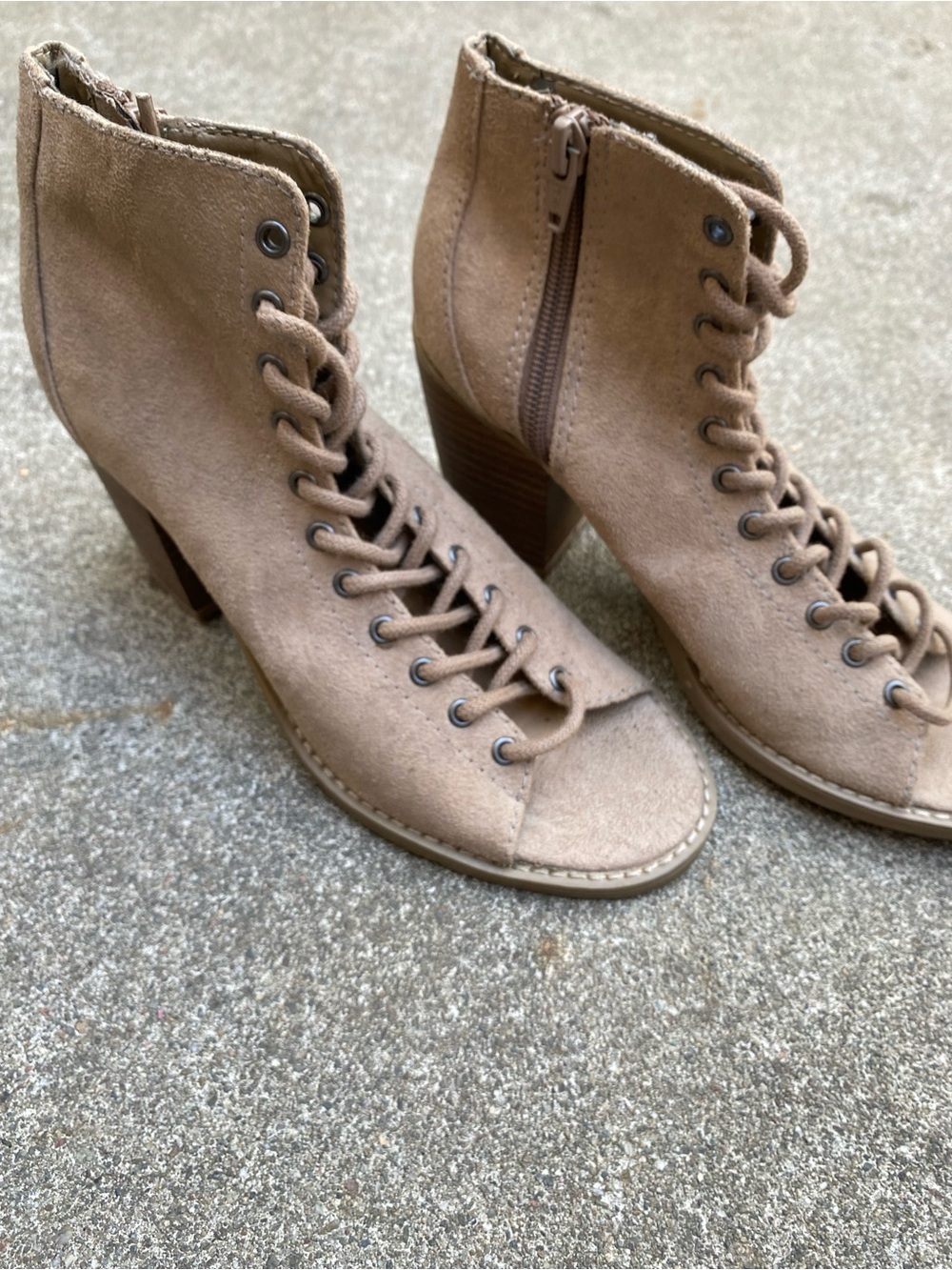 Mossimo Supply Co Women's Open Toe Lace Up Wedge Fat Heels Size 6.5 - Picture 3 of 5